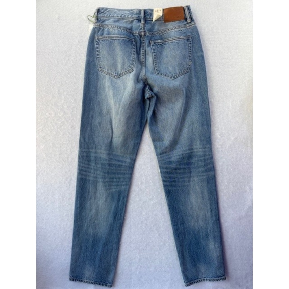 NEW AE77 American Eagle Jeans 00 Womens‎ Blue Slouch Denim Distressed Straight - Picture 4 of 11